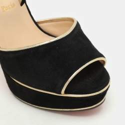 Pre Owned Christian Louboutin Burgundy  Suede LouLou Dance Platform Ankle Strap Sandals Size 36