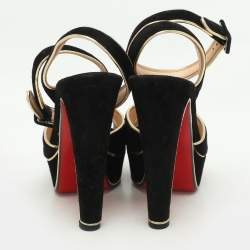 Pre Owned Christian Louboutin Burgundy  Suede LouLou Dance Platform Ankle Strap Sandals Size 36