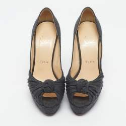 Pre Owned Christian Louboutin Black Wool Jenny Platform Pumps Size 38