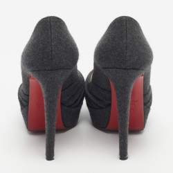 Pre Owned Christian Louboutin Black Wool Jenny Platform Pumps Size 38