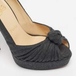 Pre Owned Christian Louboutin Black Wool Jenny Platform Pumps Size 38