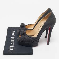 Pre Owned Christian Louboutin Black Wool Jenny Platform Pumps Size 38