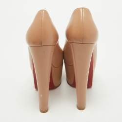 Pre Owned Christian Louboutin Beige Leather Bianca Platform Pumps Size 37.5