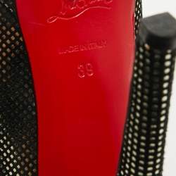Pre Owned Christian Louboutin Black/Gold Laminated Suede Platform Lady Peep Toe Pumps Size 39