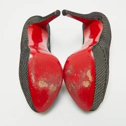 Pre Owned Christian Louboutin Black/Gold Laminated Suede Platform Lady Peep Toe Pumps Size 39