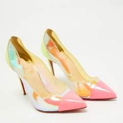 Pre Owned Christian Louboutin Multicolor Patent Leather and PVC Debout Pumps Size 36.5