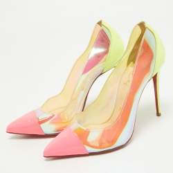 Pre Owned Christian Louboutin Multicolor Patent Leather and PVC Debout Pumps Size 36.5