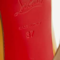 Pre Owned Christian Louboutin Beige Patent Leather Lady Peep Toe Pumps Size 37