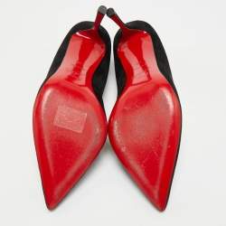 Pre Owned Christian Louboutin Black Suede Scalo Pumps Size 39