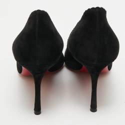 Pre Owned Christian Louboutin Black Suede Scalo Pumps Size 39