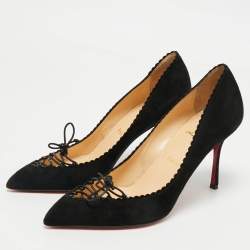 Pre Owned Christian Louboutin Black Suede Scalo Pumps Size 39