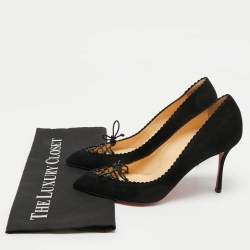 Pre Owned Christian Louboutin Black Suede Scalo Pumps Size 39