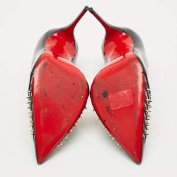 Pre Owned Christian Louboutin Black Patent Leather Bareta Pumps Size 38.5