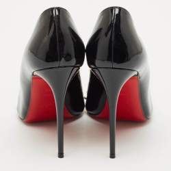 Pre Owned Christian Louboutin Black Patent Leather Bareta Pumps Size 38.5