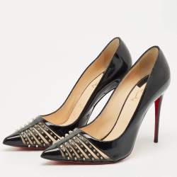 Pre Owned Christian Louboutin Black Patent Leather Bareta Pumps Size 38.5