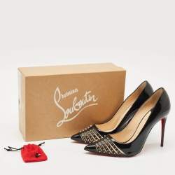 Pre Owned Christian Louboutin Black Patent Leather Bareta Pumps Size 38.5