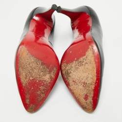 Pre Owned Christian Louboutin Black Leather Decollete Pumps Size 37.5