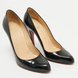 Pre Owned Christian Louboutin Black Leather Decollete Pumps Size 37.5
