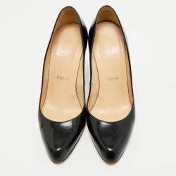 Pre Owned Christian Louboutin Black Leather Decollete Pumps Size 37.5