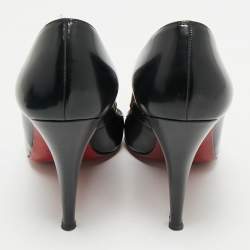 Pre Owned Christian Louboutin Black Leather Decollete Pumps Size 37.5