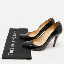 Pre Owned Christian Louboutin Black Leather Decollete Pumps Size 37.5