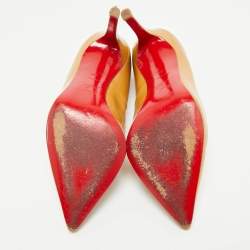 Pre Owned Christian Louboutin Beige Patent Leather Pigalle Pumps Size 37