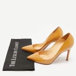 Pre Owned Christian Louboutin Beige Patent Leather Pigalle Pumps Size 37