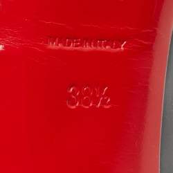 Pre Owned Christian Louboutin Black Patent Leather Lady Peep Toe Platform Pumps Size 38.5