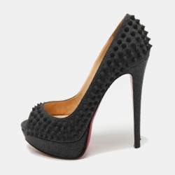 Christian Louboutin Black Lace and Patent Leather Chantilly