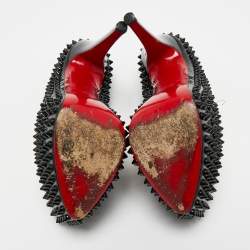 Pre Owned Christian Louboutin Patent Leather Spike Daffodile Pumps Size 36.5