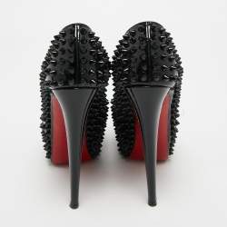 Pre Owned Christian Louboutin Patent Leather Spike Daffodile Pumps Size 36.5