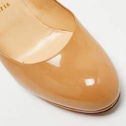 Pre Owned Christian Louboutin Beige Patent Leather New Simple Pumps Size 39.5