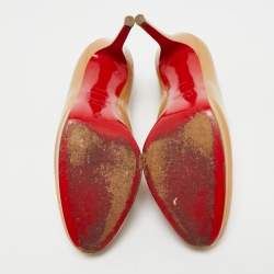 Pre Owned Christian Louboutin Beige Patent Leather New Simple Pumps Size 39.5