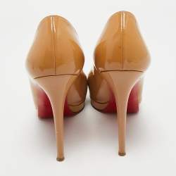 Pre Owned Christian Louboutin Beige Patent Leather New Simple Pumps Size 39.5