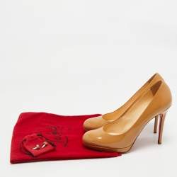 Pre Owned Christian Louboutin Beige Patent Leather New Simple Pumps Size 39.5