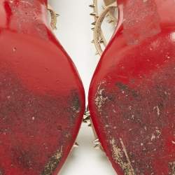 Pre Owned Christian Louboutin Beige Leather Spike Choca Lux Sandals Size 39.5