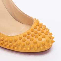 Pre Owned Christian Louboutin Yellow Leather Bianca Spike Pumps Size 37