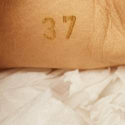 Pre Owned Christian Louboutin Gold Python Spike Pik Boat Sneakers Size 37