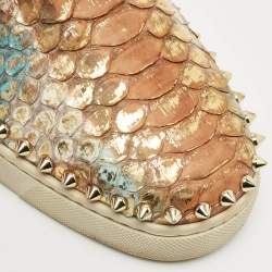 Pre Owned Christian Louboutin Gold Python Spike Pik Boat Sneakers Size 37