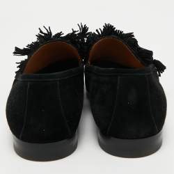 Pre Owned Christian Louboutin Black Suede Tassel Accents Loafers Size 43