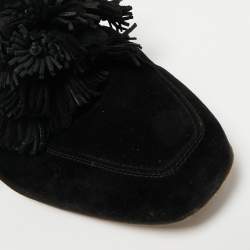 Pre Owned Christian Louboutin Black Suede Tassel Accents Loafers Size 43