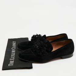 Pre Owned Christian Louboutin Black Suede Tassel Accents Loafers Size 43