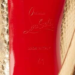 Pre Owned Christian Louboutin Metallic Python Embossed Leather Lady Peep Peep Toe Pumps Size 41