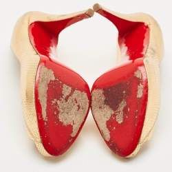 Pre Owned Christian Louboutin Metallic Python Embossed Leather Lady Peep Peep Toe Pumps Size 41