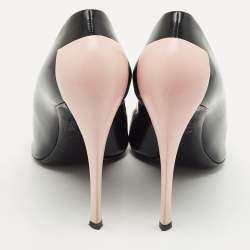Pre Owned Christian Louboutin Black/Pink Leather Pointed Toe Pumps Size 41