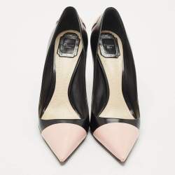 Pre Owned Christian Louboutin Black/Pink Leather Pointed Toe Pumps Size 41