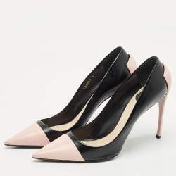 Pre Owned Christian Louboutin Black/Pink Leather Pointed Toe Pumps Size 41