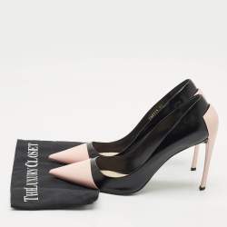 Pre Owned Christian Louboutin Black/Pink Leather Pointed Toe Pumps Size 41