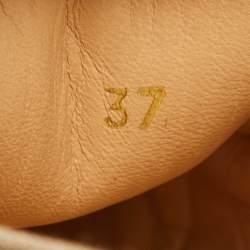 Pre Owned Christian Louboutin Gold Python Embossed Leather Pik Boat Slip On Sneakers Size 37