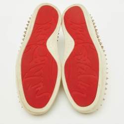 Pre Owned Christian Louboutin Gold Python Embossed Leather Pik Boat Slip On Sneakers Size 37